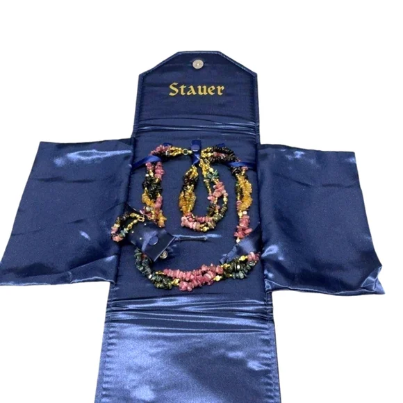 STAUER Semi-Precious Multi-Stone, 3 Piece Set - Necklace, Bracelet & Earrings - Picture 3 of 8